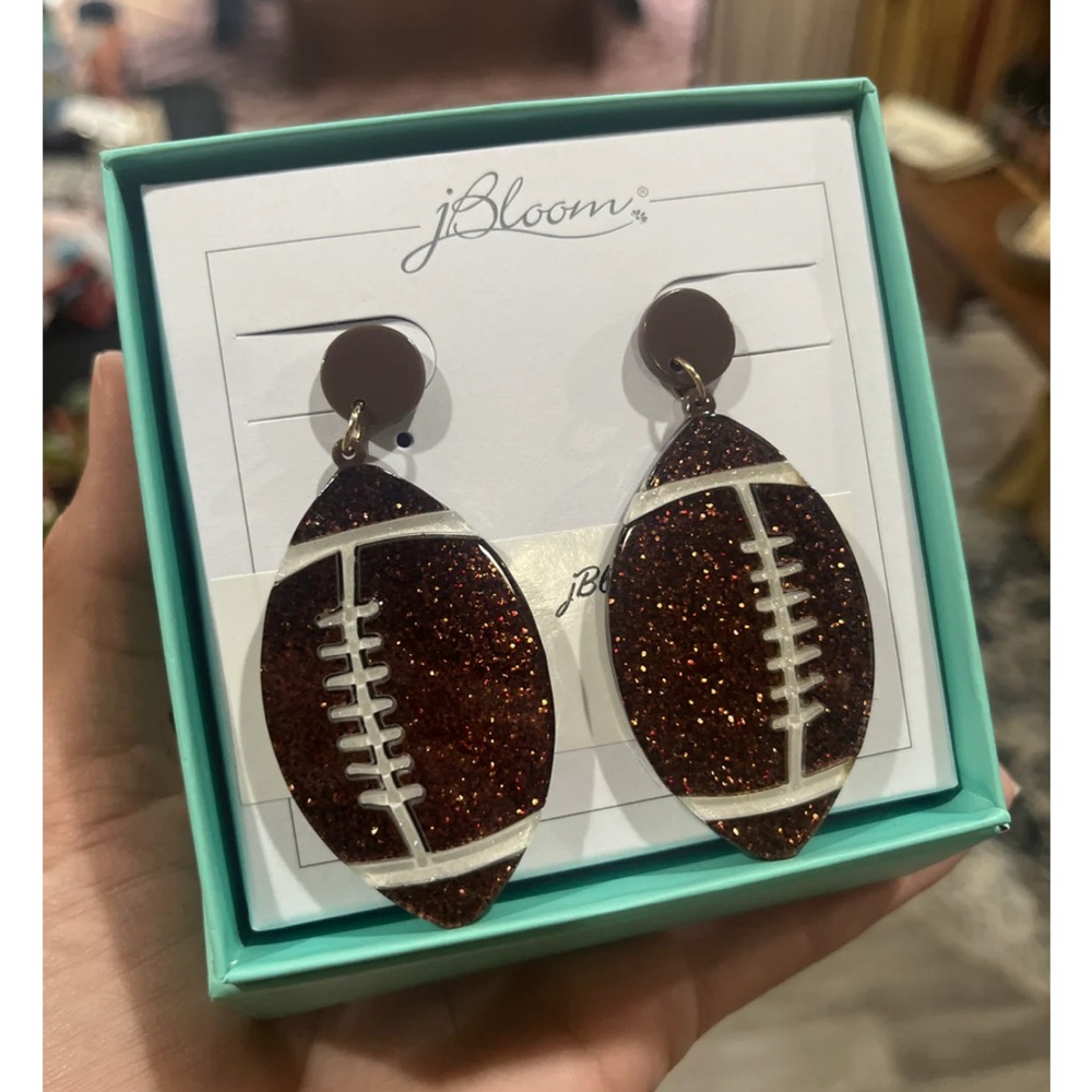 bloom Brown Glitter Football Earrings